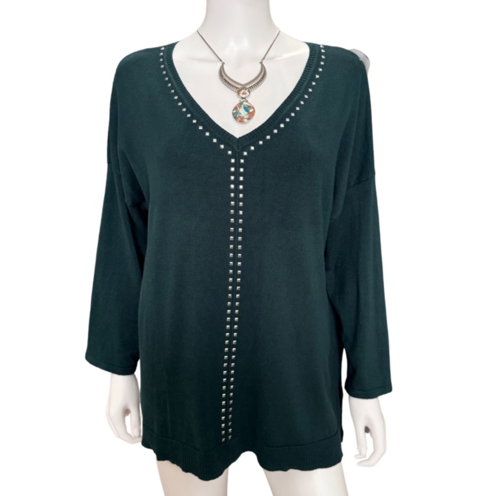 𝙇𝙞𝙯 𝘾𝙡𝙖𝙞𝙗𝙤𝙧𝙣𝙚 Green Sweater Large Long Sleeve